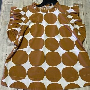 Jodifl size S, ruffle sleeves, copper color